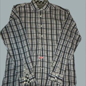 Thomas Dean Brown Plaid Button Down Shirt Size L